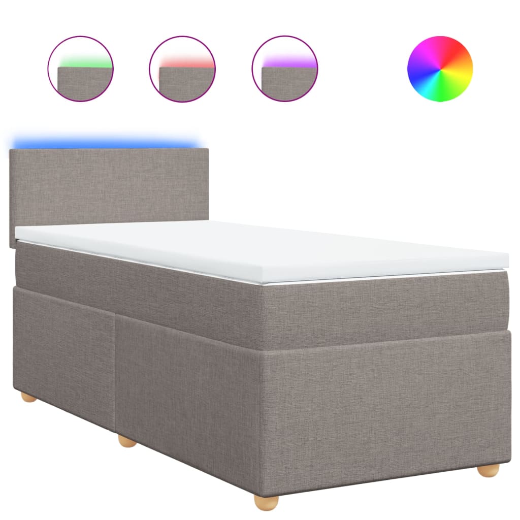 Κρεβάτι Boxspring με Στρώμα Taupe 90x200 εκ. Υφασμάτινο