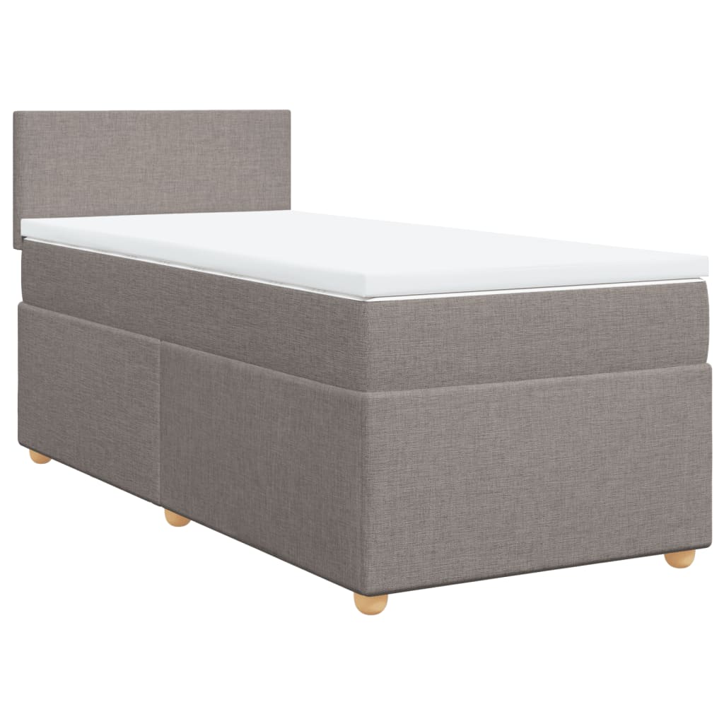 Κρεβάτι Boxspring με Στρώμα Taupe 90x200 εκ. Υφασμάτινο