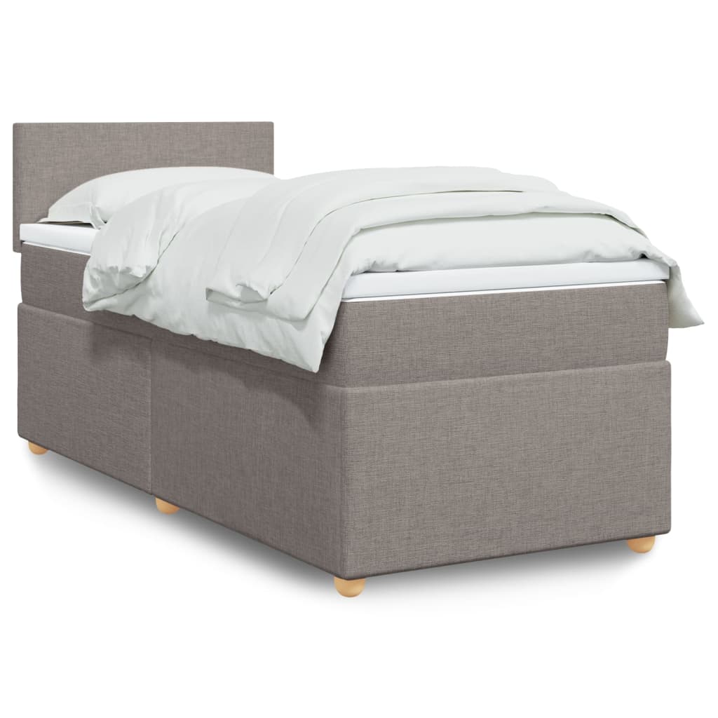 Κρεβάτι Boxspring με Στρώμα Taupe 90x200 εκ. Υφασμάτινο