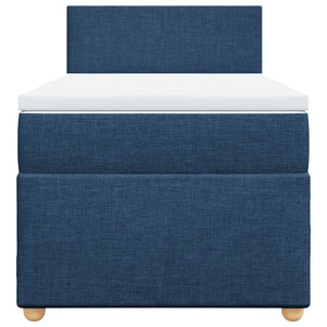 Κρεβάτι Boxspring με Στρώμα Μπλε 90x200 εκ.Υφασμάτινο - Pakobazaar
