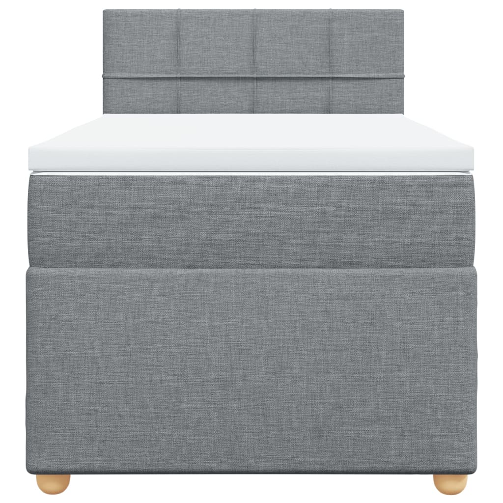 Κρεβάτι Boxspring με Στρώμα Ανοιχτό Γκρι 90x200 εκ. Υφασμάτινο - Pakobazaar