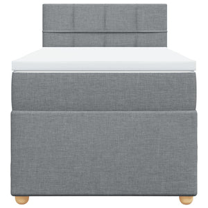 Κρεβάτι Boxspring με Στρώμα Ανοιχτό Γκρι 90x200 εκ. Υφασμάτινο - Pakobazaar