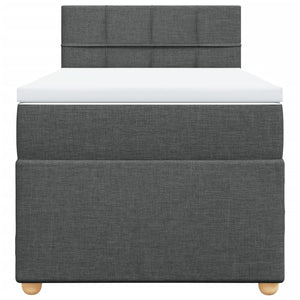 Κρεβάτι Boxspring με Στρώμα Σκούρο Γκρι 90x200 εκ. Υφασμάτινο - Pakobazaar