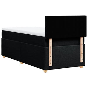 Κρεβάτι Boxspring με Στρώμα Μαύρο 90x200 εκ. Υφασμάτινο - Pakobazaar