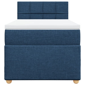 Κρεβάτι Boxspring με Στρώμα Μπλε 90x200 εκ.Υφασμάτινο