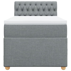 Κρεβάτι Boxspring με Στρώμα Ανοιχτό Γκρι 90x200 εκ. Υφασμάτινο