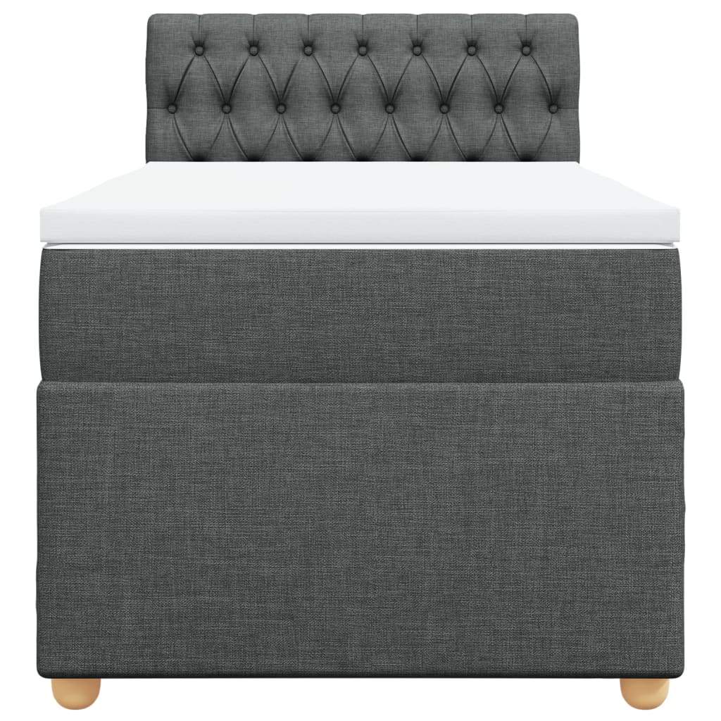 Κρεβάτι Boxspring με Στρώμα Σκούρο Γκρι 90x200 εκ. Υφασμάτινο