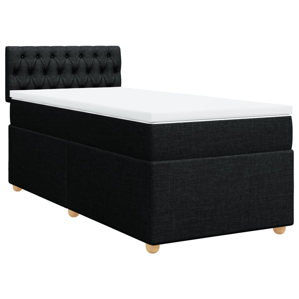 Κρεβάτι Boxspring με Στρώμα Μαύρο 90x200 εκ. Υφασμάτινο - Pakobazaar
