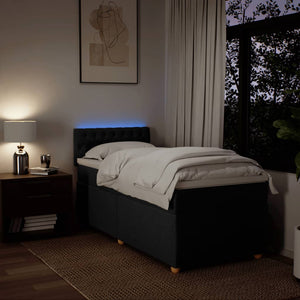 Κρεβάτι Boxspring με Στρώμα Μαύρο 90x200 εκ. Υφασμάτινο - Pakobazaar