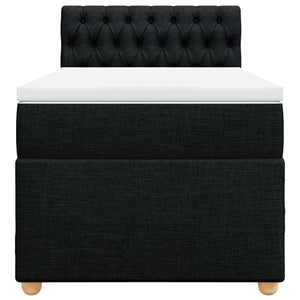 Κρεβάτι Boxspring με Στρώμα Μαύρο 90x200 εκ. Υφασμάτινο - Pakobazaar