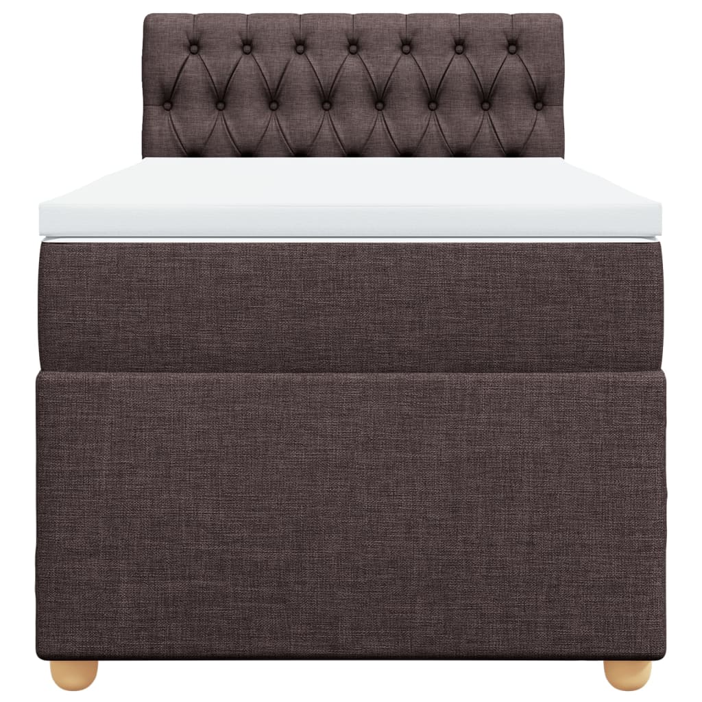 Κρεβάτι Boxspring με Στρώμα Σκούρο Καφέ 90x200 εκ. Υφασμάτινο - Pakobazaar