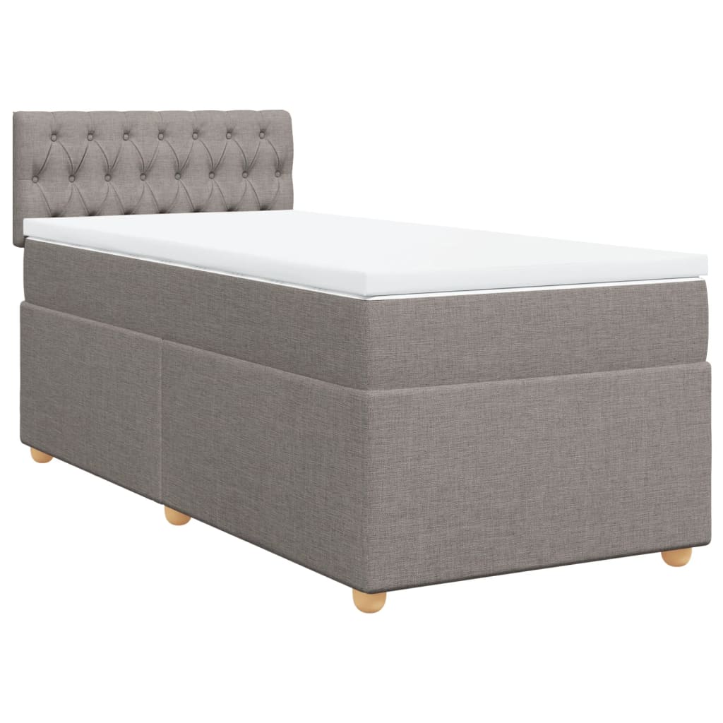 Κρεβάτι Boxspring με Στρώμα Taupe 90x200 εκ. Υφασμάτινο - Pakobazaar