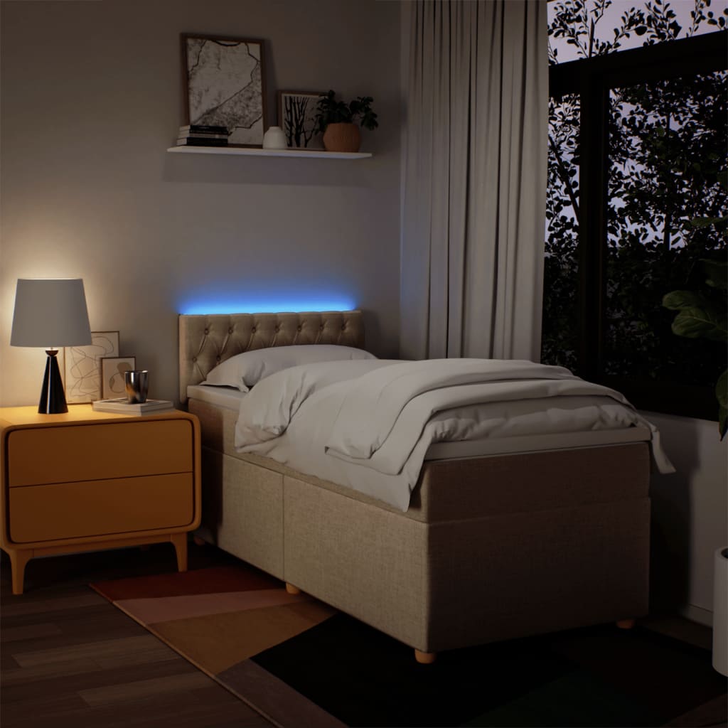 Κρεβάτι Boxspring με Στρώμα Κρεμ 90x200 εκ.Υφασμάτινο