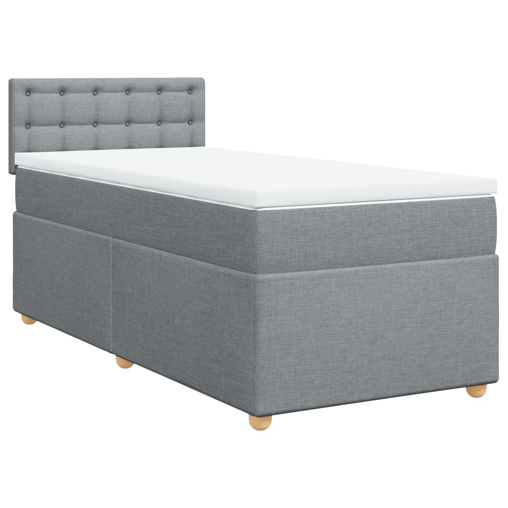 Κρεβάτι Boxspring με Στρώμα Ανοιχτό Γκρι 90x200 εκ. Υφασμάτινο