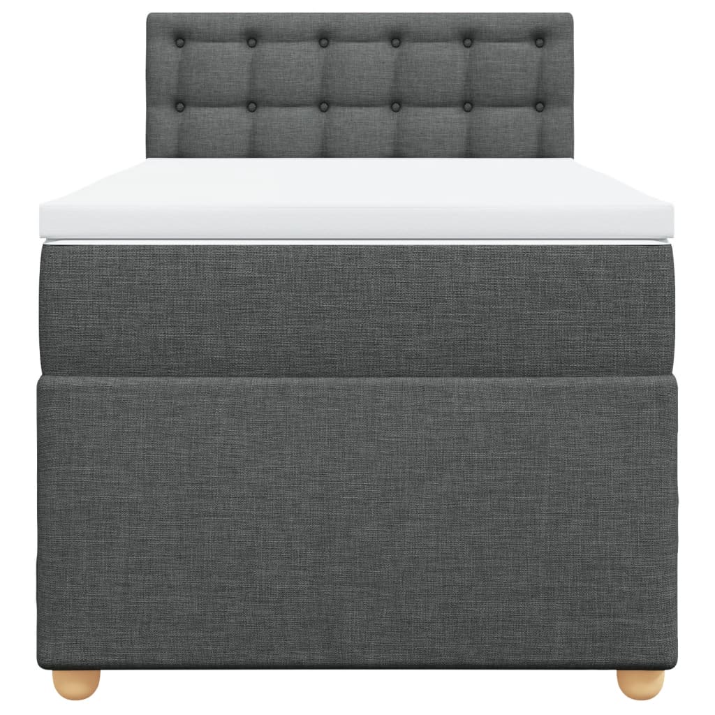 Κρεβάτι Boxspring με Στρώμα Σκούρο Γκρι 90x200 εκ. Υφασμάτινο - Pakobazaar