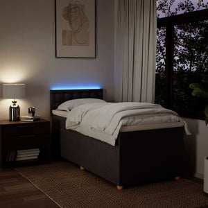 Κρεβάτι Boxspring με Στρώμα Σκούρο Καφέ 90x200 εκ. Υφασμάτινο