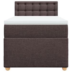 Κρεβάτι Boxspring με Στρώμα Σκούρο Καφέ 90x200 εκ. Υφασμάτινο
