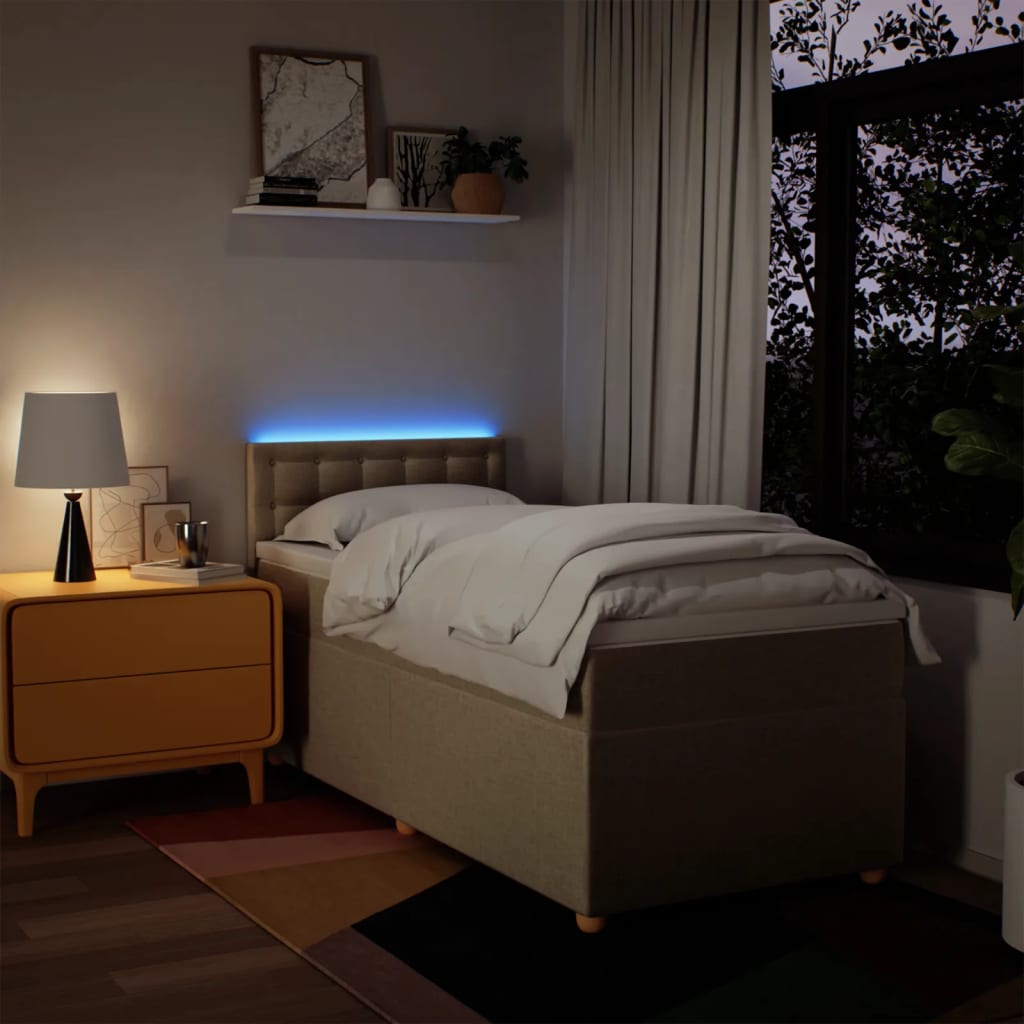 Κρεβάτι Boxspring με Στρώμα Κρεμ 90x200 εκ.Υφασμάτινο