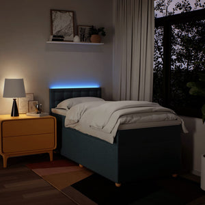 Κρεβάτι Boxspring με Στρώμα Μπλε 90x200 εκ.Υφασμάτινο - Pakobazaar
