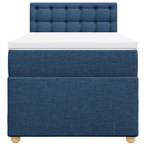 Κρεβάτι Boxspring με Στρώμα Μπλε 90x200 εκ.Υφασμάτινο - Pakobazaar