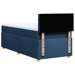 Κρεβάτι Boxspring με Στρώμα Μπλε 90x200 εκ.Υφασμάτινο - Pakobazaar
