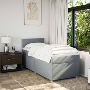 Κρεβάτι Boxspring με Στρώμα Ανοιχτό Γκρι 100x200 εκ. Υφασμάτινο