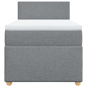Κρεβάτι Boxspring με Στρώμα Ανοιχτό Γκρι 100x200 εκ. Υφασμάτινο