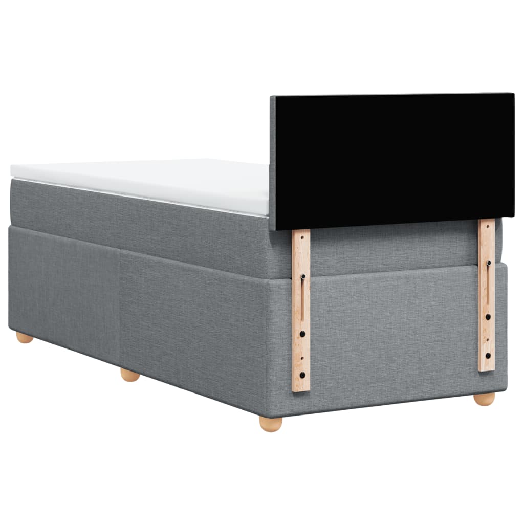 Κρεβάτι Boxspring με Στρώμα Ανοιχτό Γκρι 100x200 εκ. Υφασμάτινο