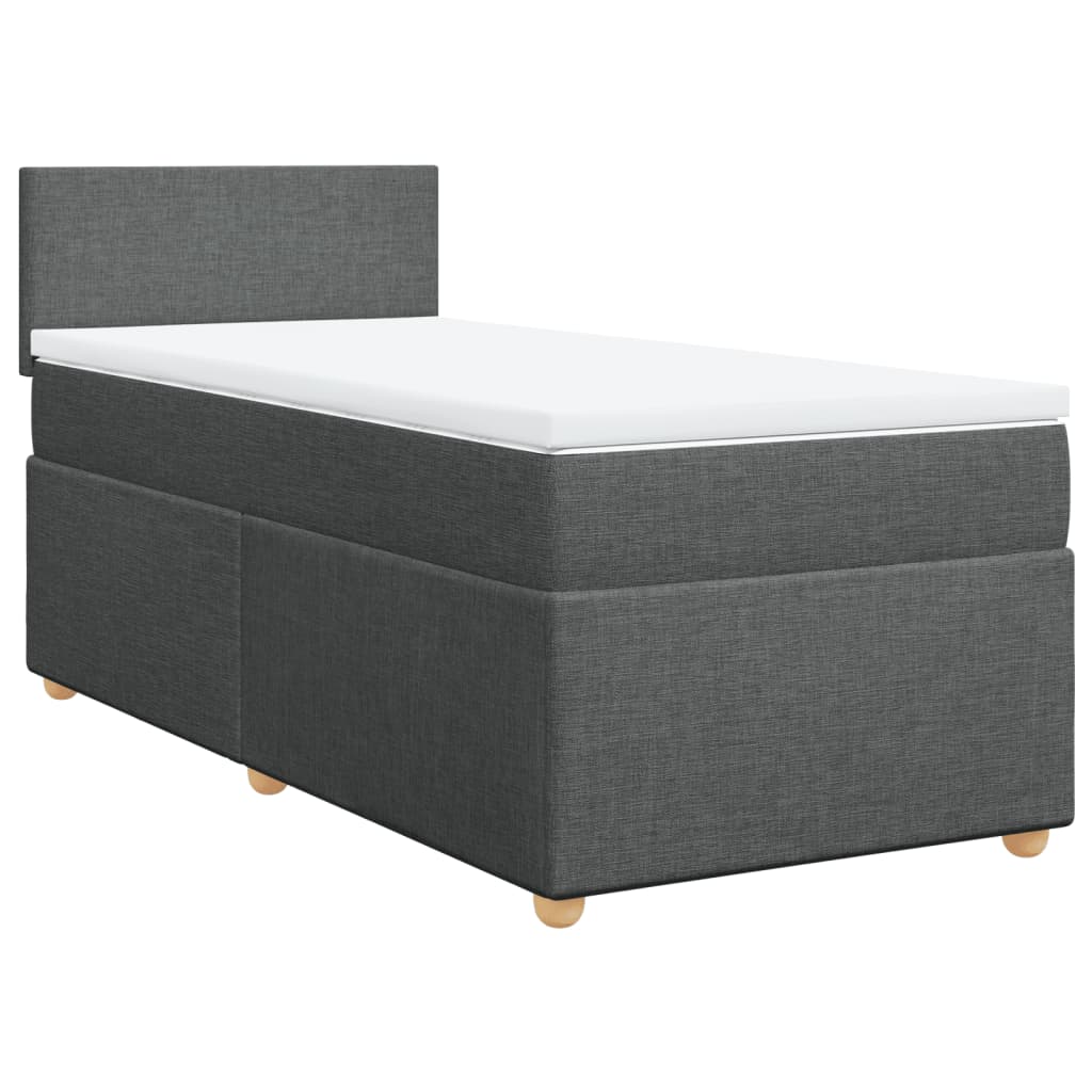 Κρεβάτι Boxspring με Στρώμα Σκούρο Γκρι 100x200 εκ. Υφασμάτινο - Pakobazaar