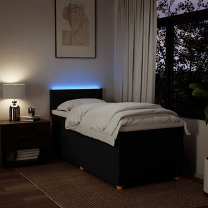 Κρεβάτι Boxspring με Στρώμα Μαύρο 100 x 200 εκ. Υφασμάτινο - Pakobazaar