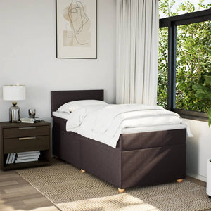 Κρεβάτι Boxspring με Στρώμα Σκούρο Καφέ 100x200 εκ. Υφασμάτινο
