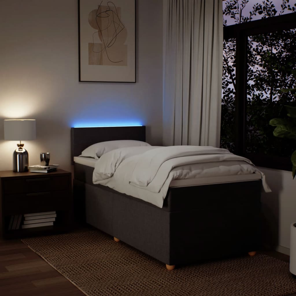 Κρεβάτι Boxspring με Στρώμα Σκούρο Καφέ 100x200 εκ. Υφασμάτινο