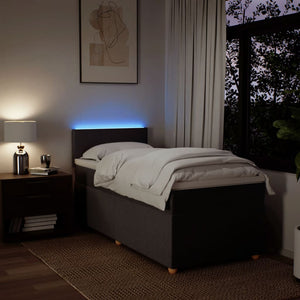 Κρεβάτι Boxspring με Στρώμα Σκούρο Καφέ 100x200 εκ. Υφασμάτινο