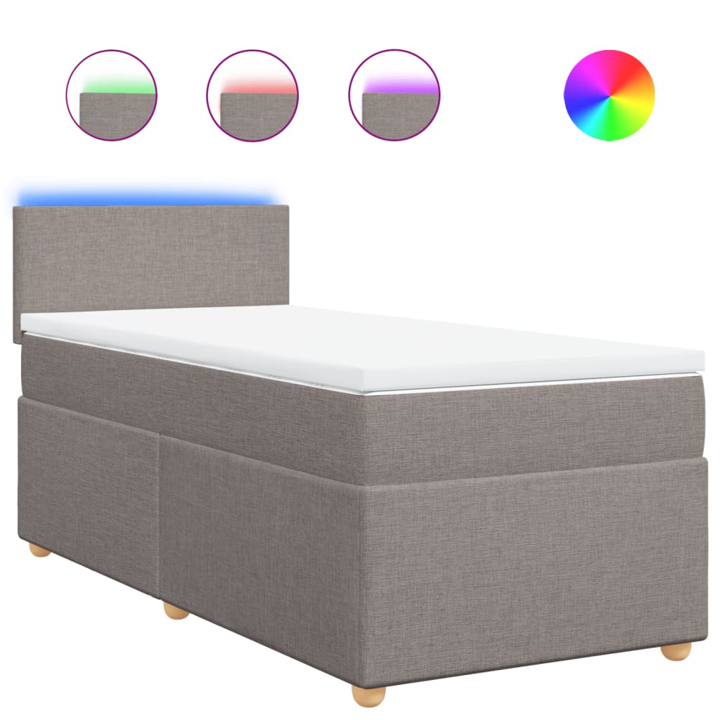 Κρεβάτι Boxspring με Στρώμα Taupe 100 x 200 εκ. Υφασμάτινο