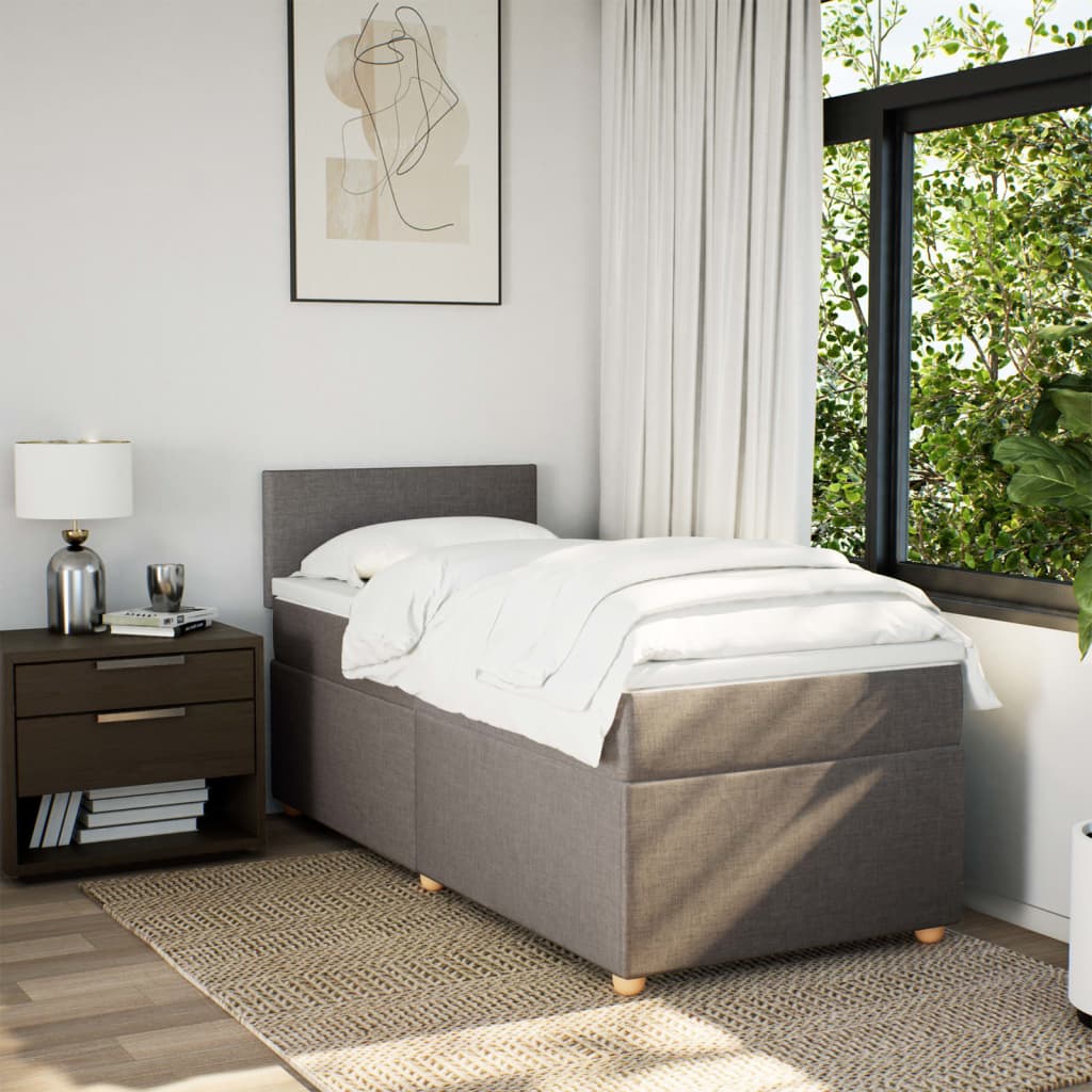 Κρεβάτι Boxspring με Στρώμα Taupe 100 x 200 εκ. Υφασμάτινο