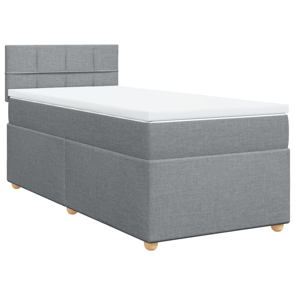 Κρεβάτι Boxspring με Στρώμα Ανοιχτό Γκρι 100x200 εκ. Υφασμάτινο