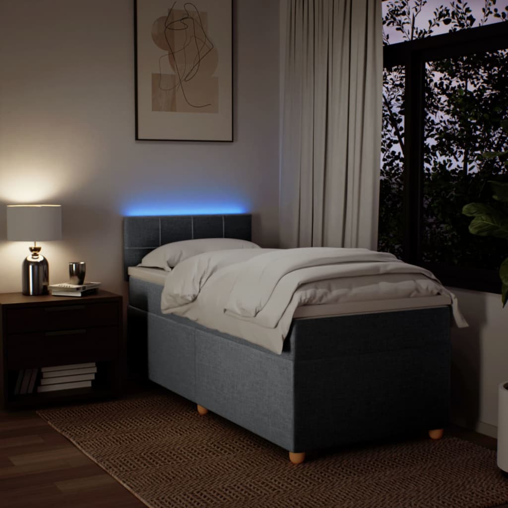 Κρεβάτι Boxspring με Στρώμα Ανοιχτό Γκρι 100x200 εκ. Υφασμάτινο