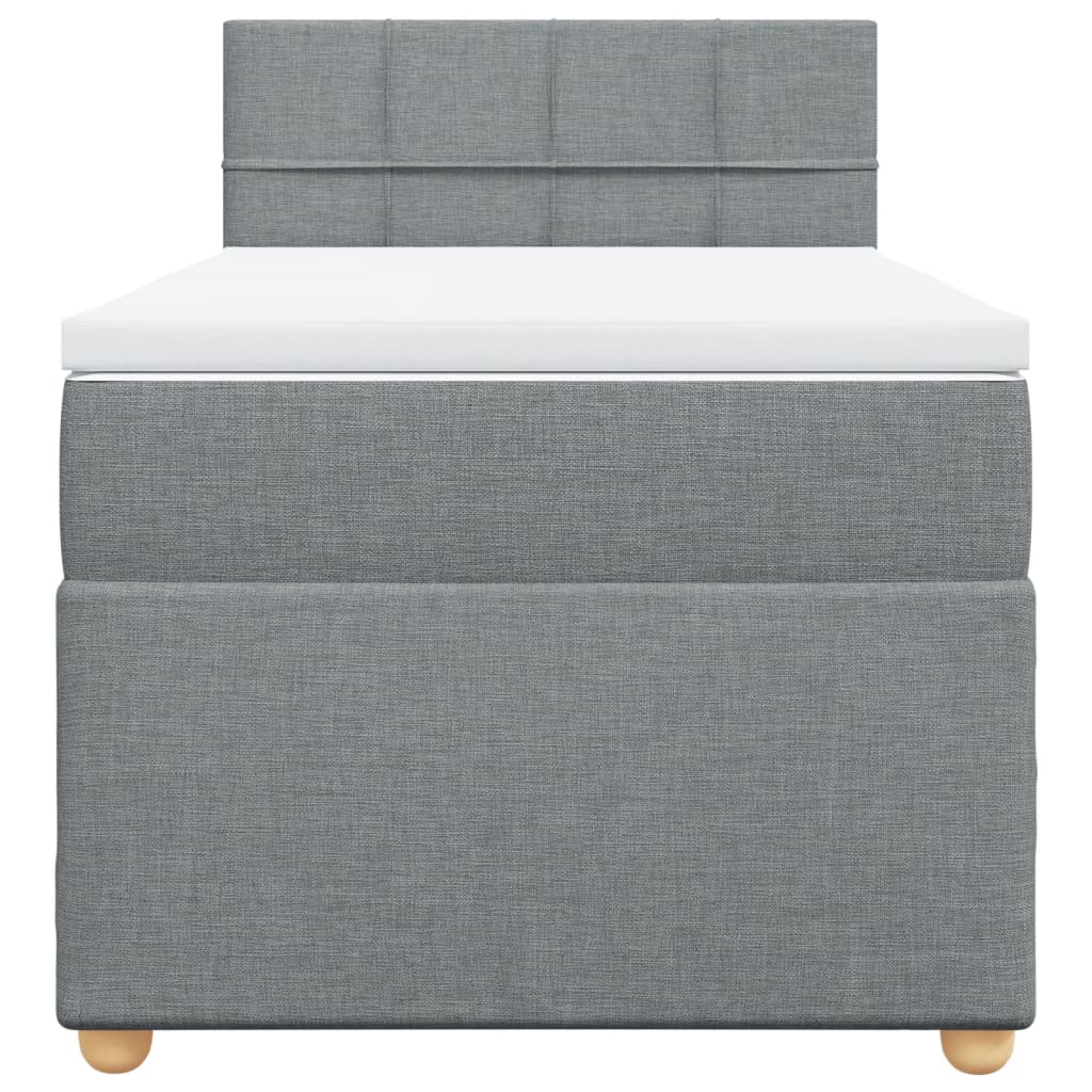 Κρεβάτι Boxspring με Στρώμα Ανοιχτό Γκρι 100x200 εκ. Υφασμάτινο