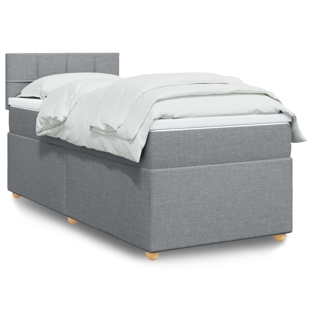 Κρεβάτι Boxspring με Στρώμα Ανοιχτό Γκρι 100x200 εκ. Υφασμάτινο