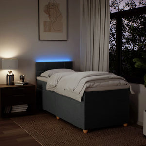 Κρεβάτι Boxspring με Στρώμα Σκούρο Γκρι 100x200 εκ. Υφασμάτινο - Pakobazaar