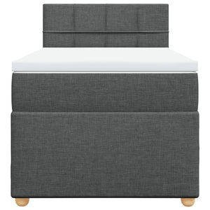 Κρεβάτι Boxspring με Στρώμα Σκούρο Γκρι 100x200 εκ. Υφασμάτινο - Pakobazaar
