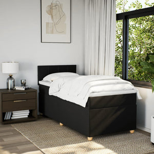 Κρεβάτι Boxspring με Στρώμα Μαύρο 100 x 200 εκ. Υφασμάτινο - Pakobazaar