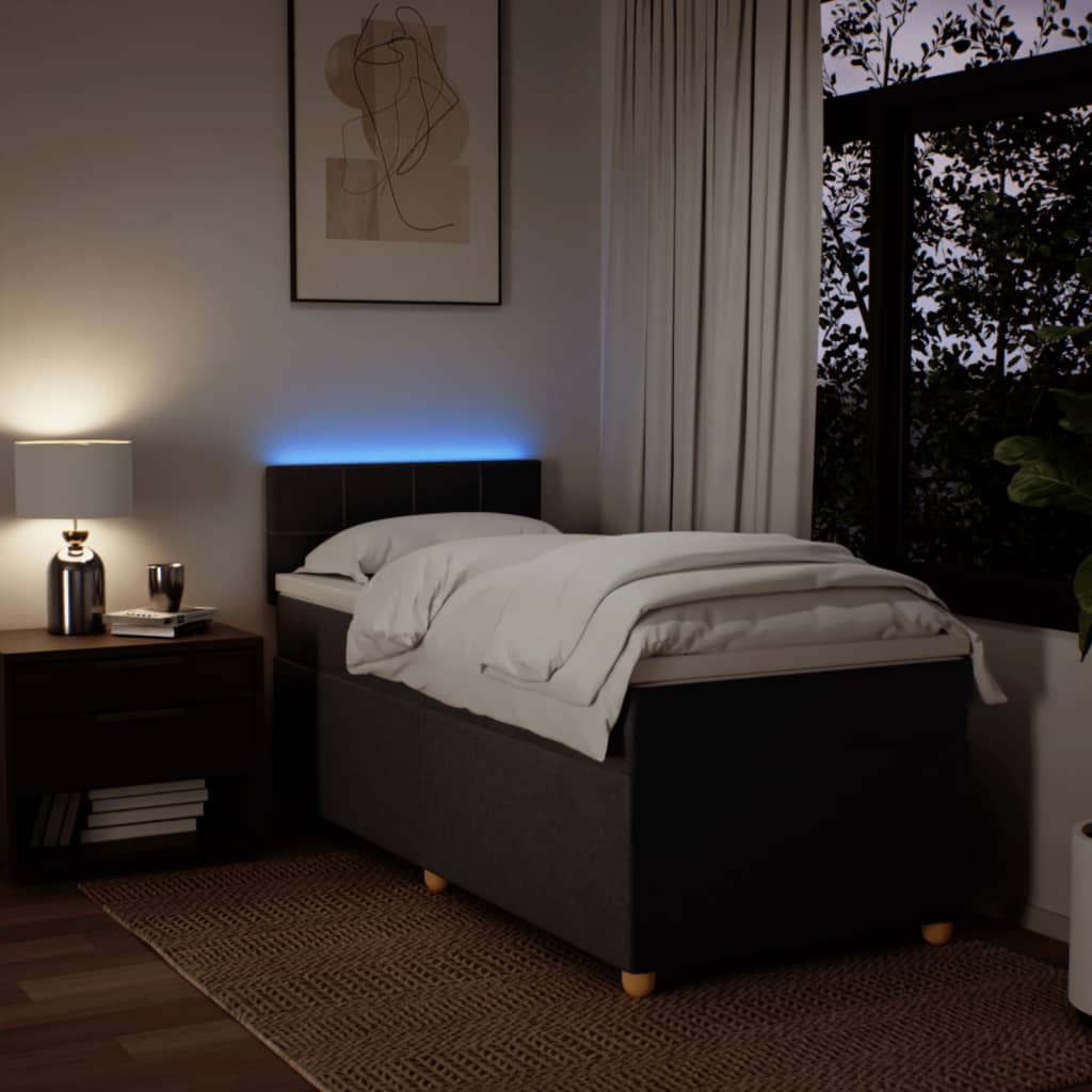 Κρεβάτι Boxspring με Στρώμα Σκούρο Καφέ 100x200 εκ. Υφασμάτινο - Pakobazaar