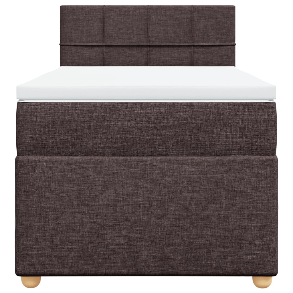 Κρεβάτι Boxspring με Στρώμα Σκούρο Καφέ 100x200 εκ. Υφασμάτινο - Pakobazaar