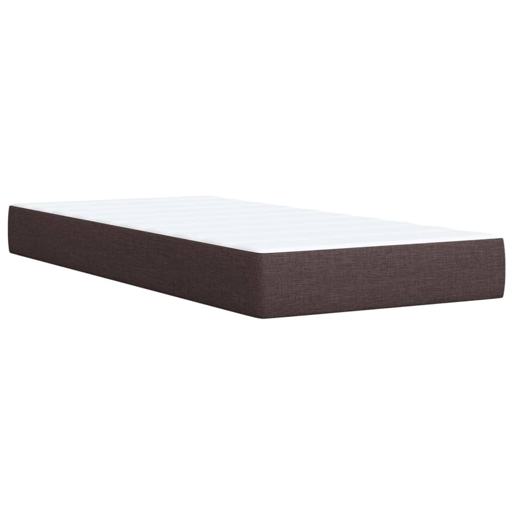 Κρεβάτι Boxspring με Στρώμα Σκούρο Καφέ 100x200 εκ. Υφασμάτινο - Pakobazaar