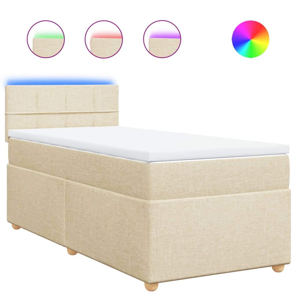 Κρεβάτι Boxspring με Στρώμα Κρεμ 100 x 200 εκ. Υφασμάτινο