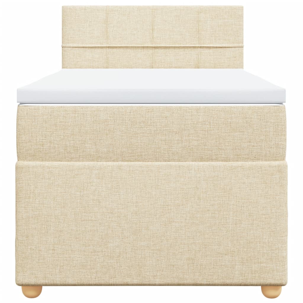 Κρεβάτι Boxspring με Στρώμα Κρεμ 100 x 200 εκ. Υφασμάτινο