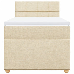 Κρεβάτι Boxspring με Στρώμα Κρεμ 100 x 200 εκ. Υφασμάτινο