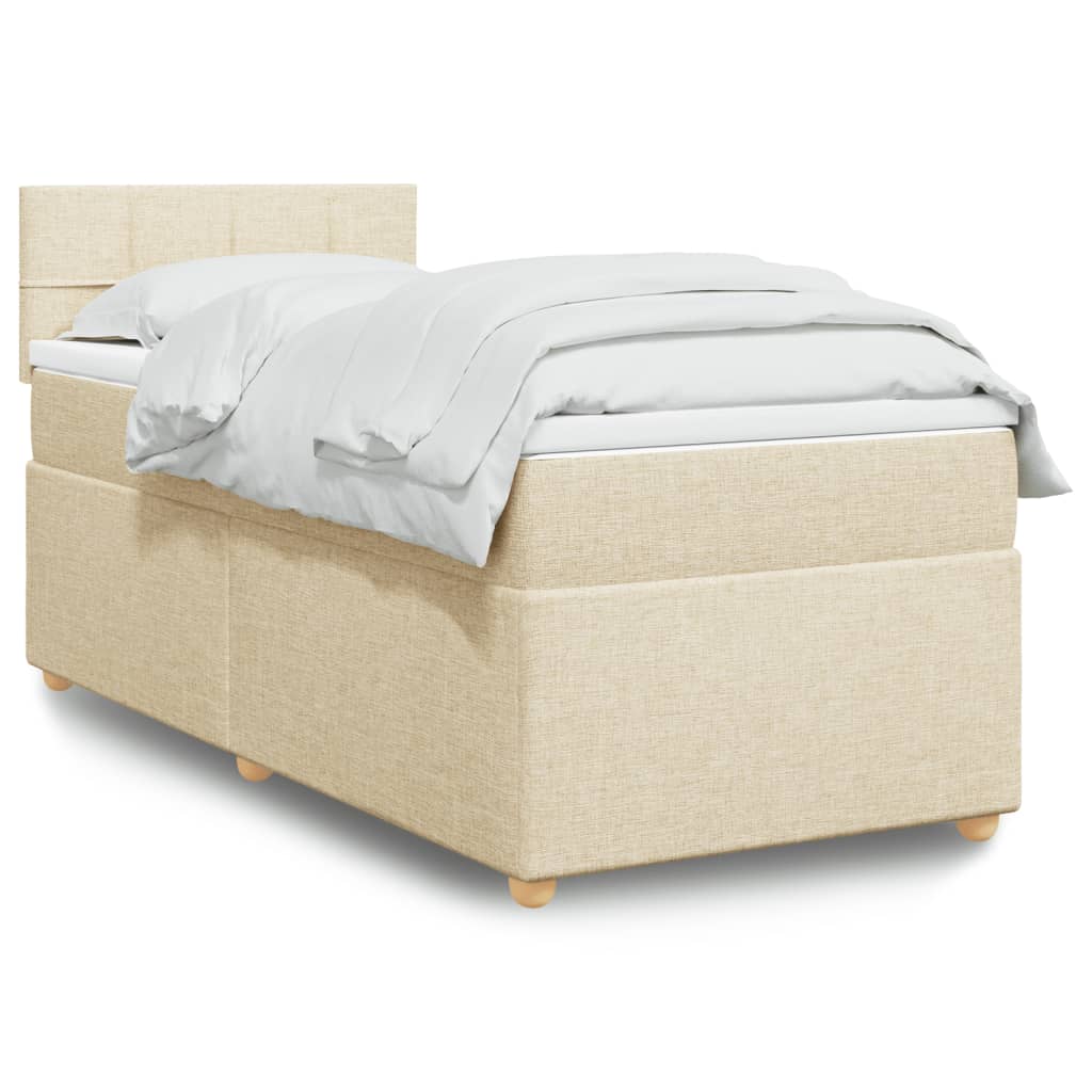 Κρεβάτι Boxspring με Στρώμα Κρεμ 100 x 200 εκ. Υφασμάτινο
