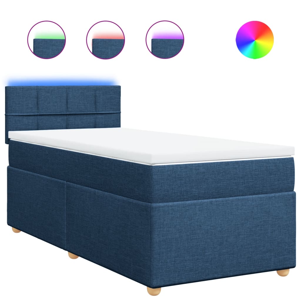Κρεβάτι Boxspring με Στρώμα Μπλε 100 x 200 εκ. Υφασμάτινο